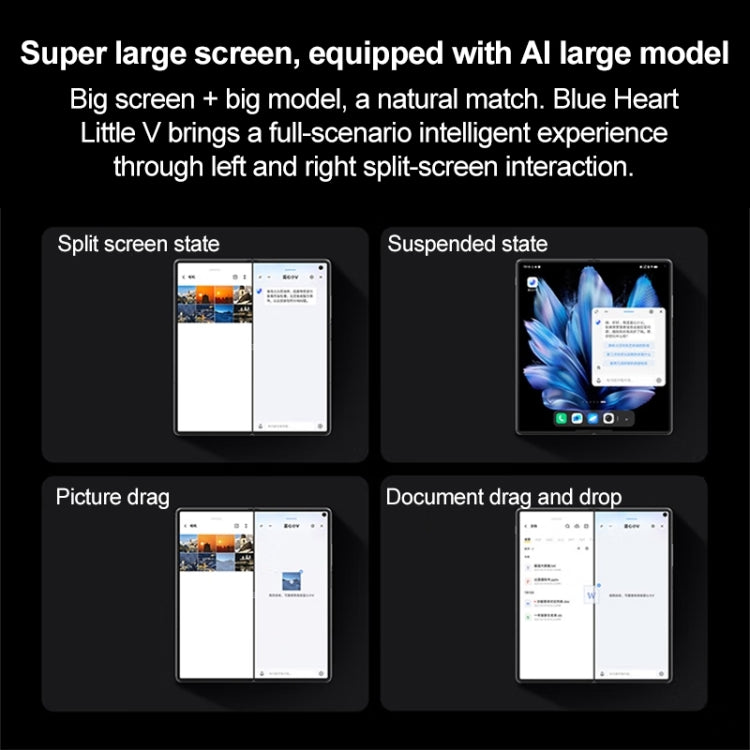 vivo X Fold3, 16 Go+1 To, reconnaissance faciale / identification par empreinte digitale, Android 14 OriginOS 4 Snapdragon 8 Gen 2 Octa Core 3,25 GHz 8,03 pouces + 6,53 pouces, OTG, NFC, réseau : 5G (Noir)