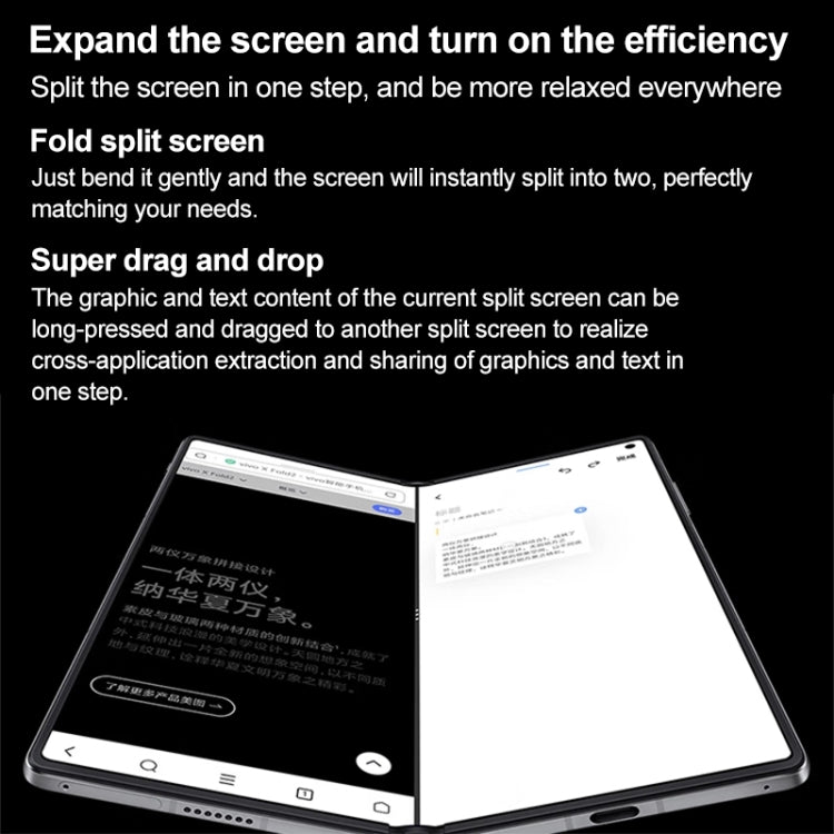 vivo X Fold3, 16 Go+1 To, reconnaissance faciale / identification par empreinte digitale, Android 14 OriginOS 4 Snapdragon 8 Gen 2 Octa Core 3,25 GHz 8,03 pouces + 6,53 pouces, OTG, NFC, réseau : 5G (Noir)