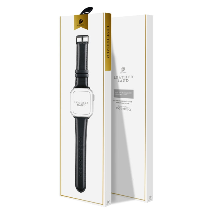 For Apple Watch Series 8 41mm DUX DUCIS Business Genuine Leather Watch Strap(Black)