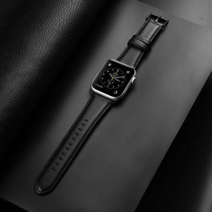 For Apple Watch Series 7 41mm DUX DUCIS Business Genuine Leather Watch Strap(Black)