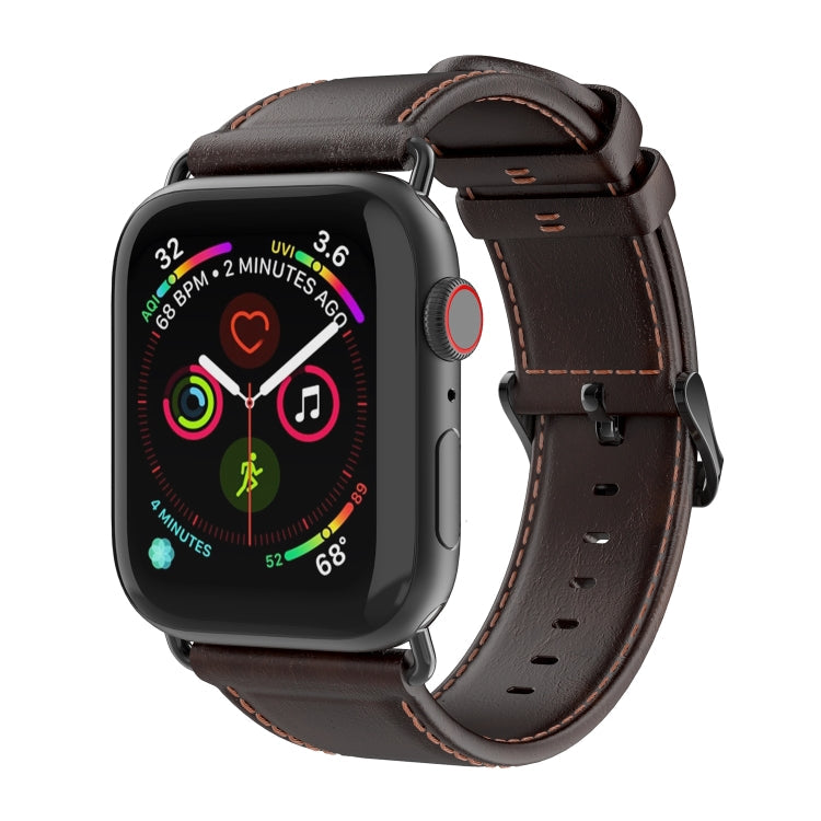 Pour Apple Watch Series 7 45mm Bracelet de montre DUX DUCIS en cuir véritable Business (café)