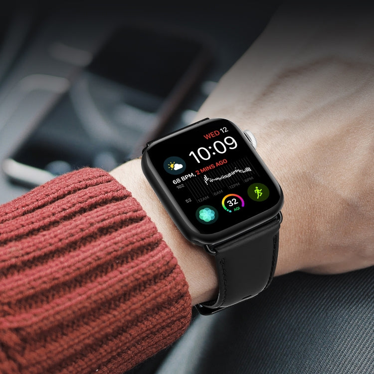 Pour Apple Watch Series 6 44mm Bracelet de montre en cuir véritable DUX DUCIS Business (Noir)