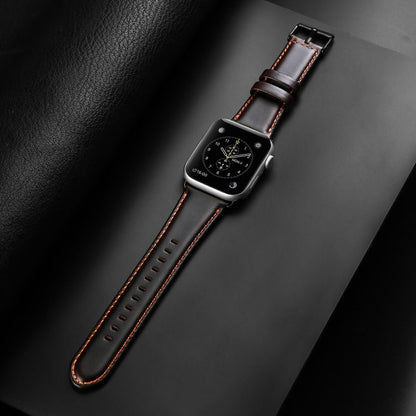 For Apple Watch Series 5 40mm DUX DUCIS Business Genuine Leather Watch Strap(Coffee)
