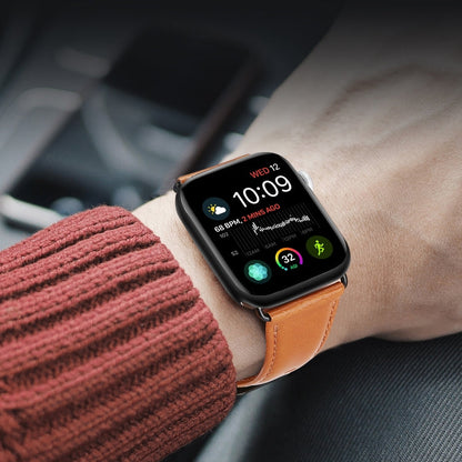 For Apple Watch Series 2 38mm DUX DUCIS Business Genuine Leather Watch Strap(Khaki)