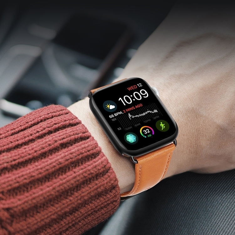 Pour Apple Watch Series 10 46mm Bracelet DUX DUCIS en cuir véritable (Kaki)