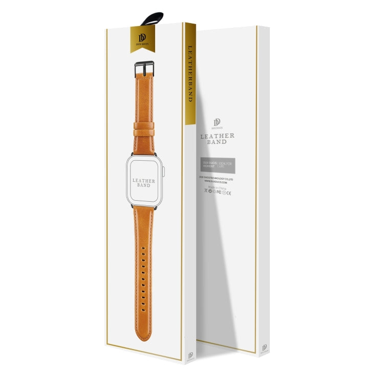 Pour Apple Watch Series 10 46mm Bracelet DUX DUCIS en cuir véritable (Kaki)