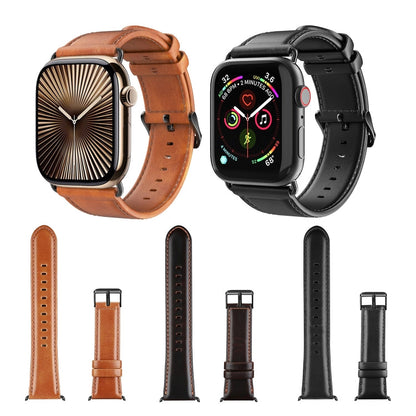 For Apple Watch Series 2 38mm DUX DUCIS Business Genuine Leather Watch Strap(Black)