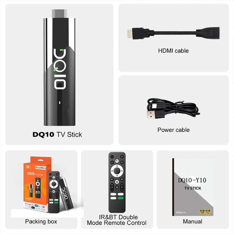 LEMFO DQ10 Allwinner H618 Quad Core ARM Cortex A53 8K HD Android TV Stick, RAM:2GB+16GB (prise US)