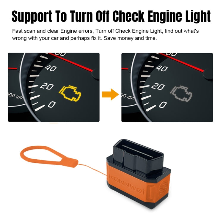 KONNWEI KW906 Scanner OBD2 Bluetooth 5.0 pour voiture Compatible Android et iOS (Noir)