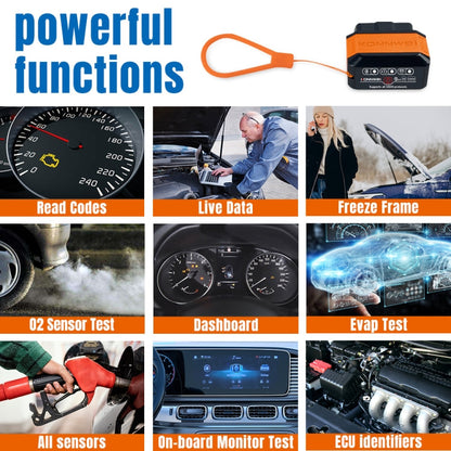 KONNWEI KW906 Scanner OBD2 Bluetooth 5.0 pour voiture Compatible Android et iOS (Noir)