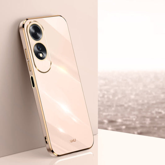 For OPPO A60 4G XINLI Straight Edge 6D Electroplate TPU Phone Case(Pink)