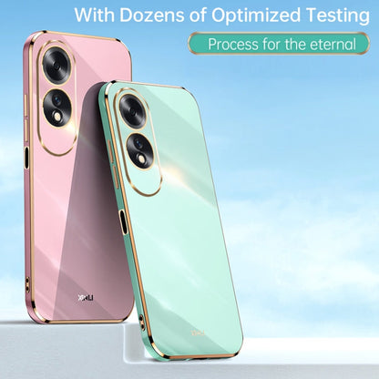 For OPPO A60 4G XINLI Straight Edge 6D Electroplate TPU Phone Case(Pink)