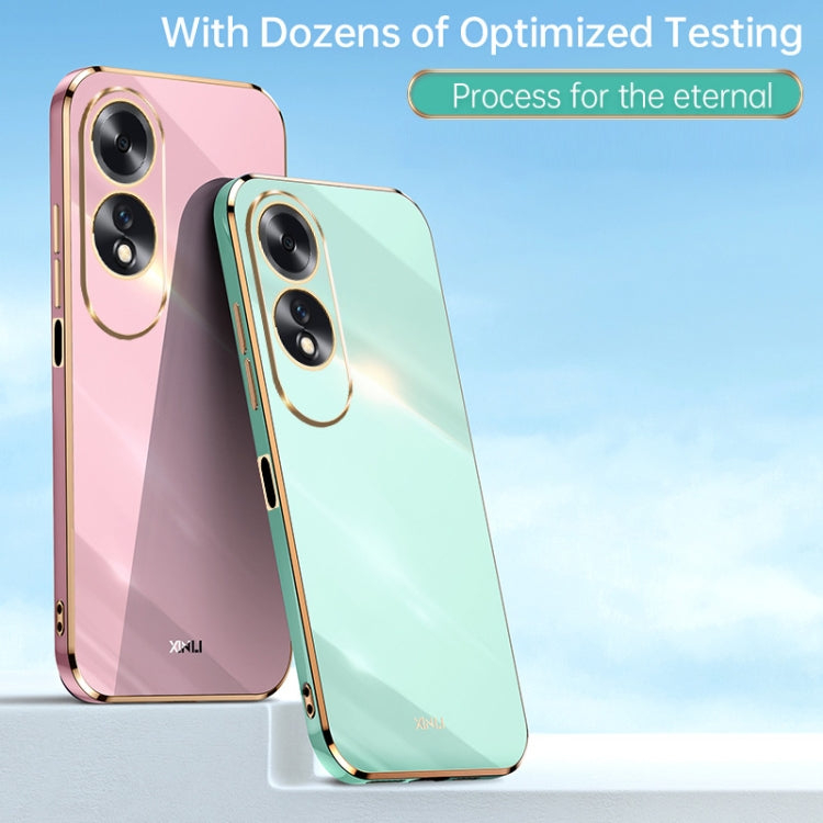 For OPPO A60 4G XINLI Straight Edge 6D Electroplate TPU Phone Case(Cherry Purple)