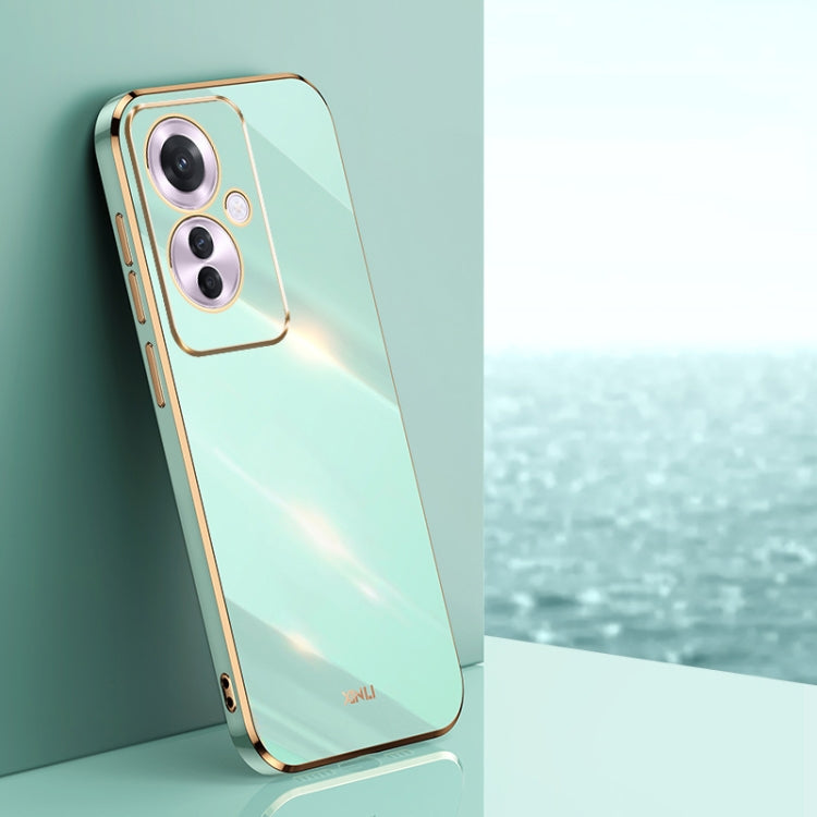 Pour OPPO Reno11 F XINLI Coque de téléphone en TPU électrolytique 6D à bord droit (vert menthe)