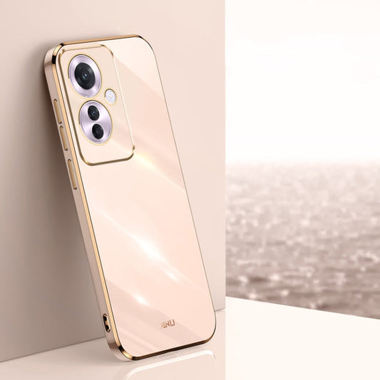 For OPPO Reno11 F XINLI Straight Edge 6D Electroplate TPU Phone Case(Pink)