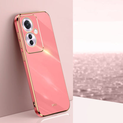 Pour Coque de téléphone en TPU électrolytique 6D à bord droit XINLI pour OPPO Reno11 F (Rouge aubépine)