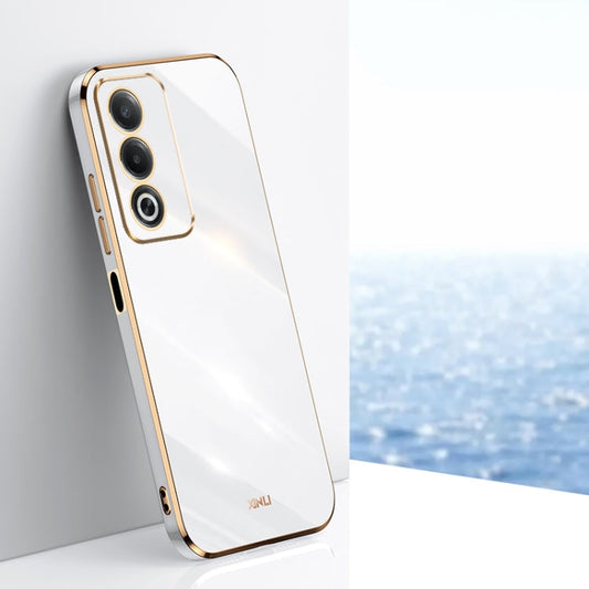 For OPPO A3 Pro India XINLI Straight Edge 6D Electroplate TPU Phone Case(White)