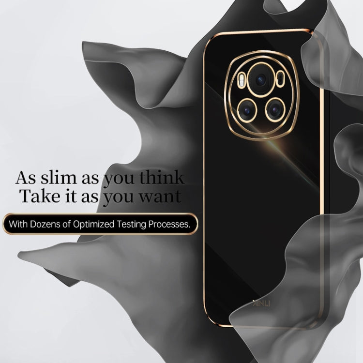 Pour Honor Magic6 5G XINLI Étui de téléphone en TPU à placage 6D à bord doré (Violet Cerise)