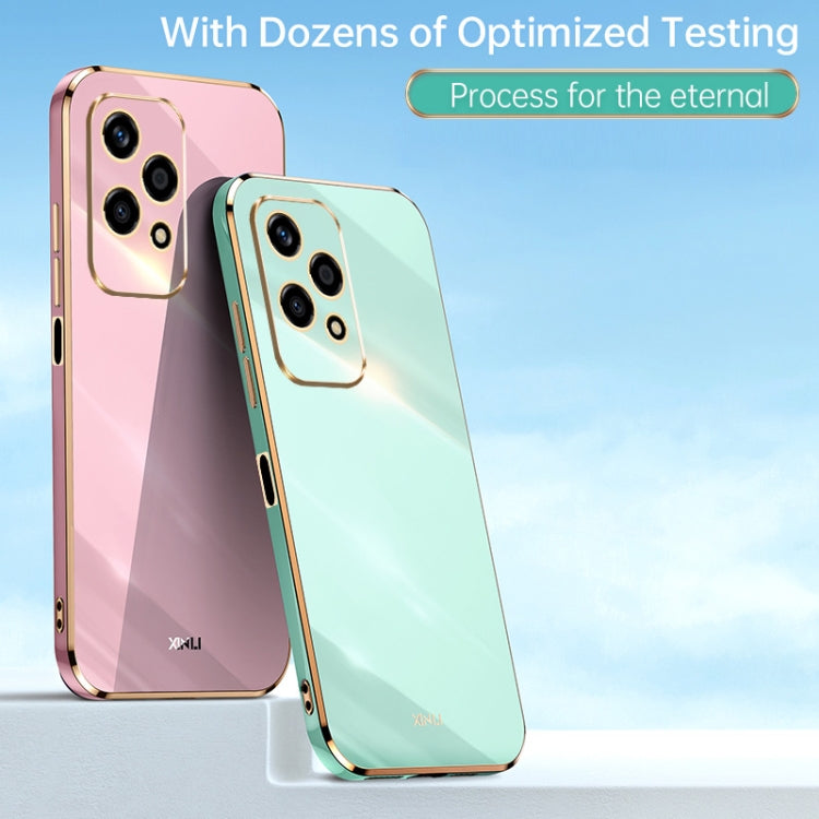 For Honor 200 Lite Global XINLI Straight 6D Plating Gold Edge TPU Phone Case(Mint Green)