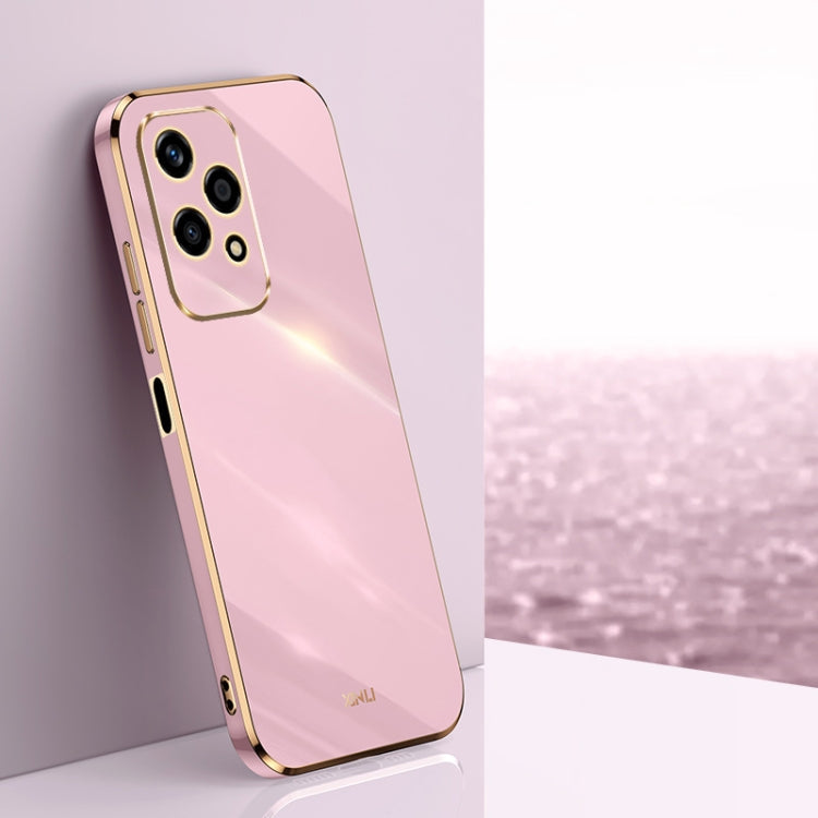 For Honor 200 Lite Global XINLI Straight 6D Plating Gold Edge TPU Phone Case(Cherry Purple)