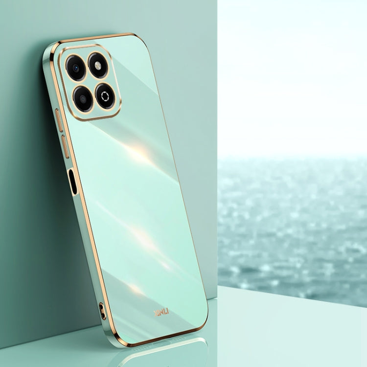 For Honor X6b XINLI Straight 6D Plating Gold Edge TPU Phone Case(Mint Green)