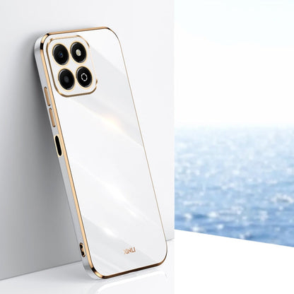 For Honor X6b XINLI Straight 6D Plating Gold Edge TPU Phone Case(White)
