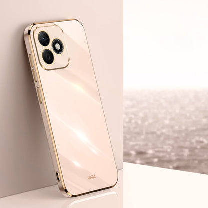 For Honor X60i XINLI Straight 6D Plating Gold Edge TPU Phone Case(Pink)