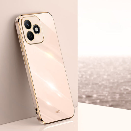 For Honor X60i XINLI Straight 6D Plating Gold Edge TPU Phone Case(Pink)