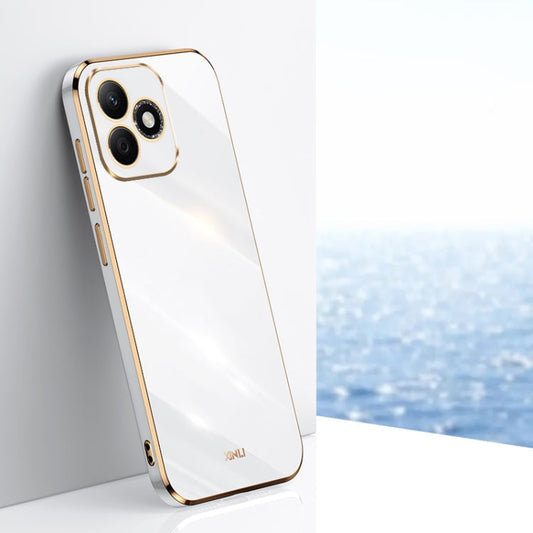 For Honor X60i XINLI Straight 6D Plating Gold Edge TPU Phone Case(White)