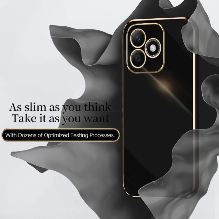 For Honor X60i XINLI Straight 6D Plating Gold Edge TPU Phone Case(Black)