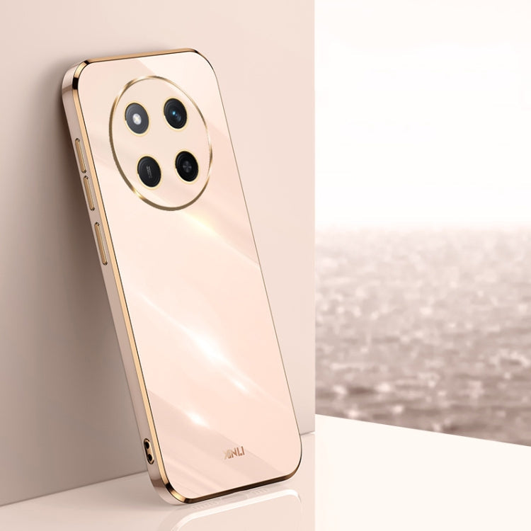 For Honor X60 Pro XINLI Straight 6D Plating Gold Edge TPU Phone Case(Pink)