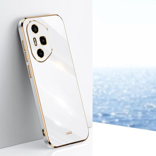 For Honor 300 Pro XINLI Straight 6D Plating Gold Edge TPU Phone Case(White)