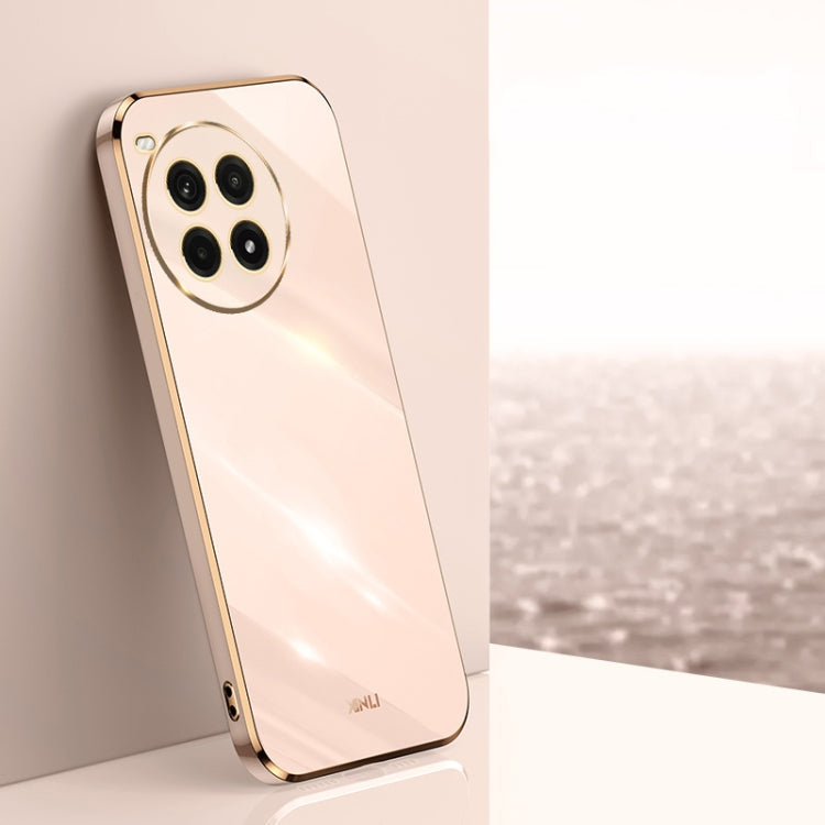 For OnePlus Ace 3 Pro XINLI Straight 6D Plating Gold Edge TPU Phone Case(Pink)
