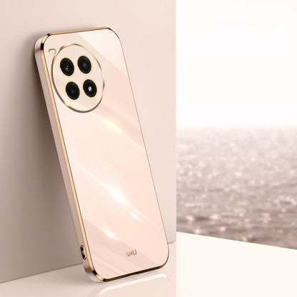 For OnePlus Ace 3 Pro XINLI Straight 6D Plating Gold Edge TPU Phone Case(Pink)