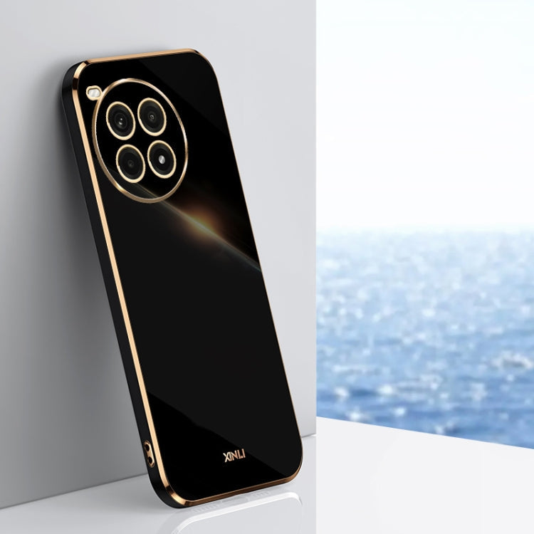 For OnePlus Ace 3 Pro XINLI Straight 6D Plating Gold Edge TPU Phone Case(Black)