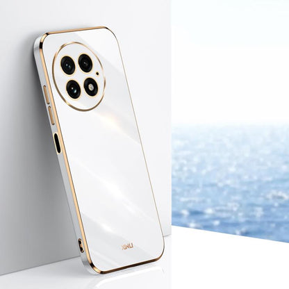 For OnePlus 13 XINLI Straight 6D Plating Gold Edge TPU Phone Case(White)