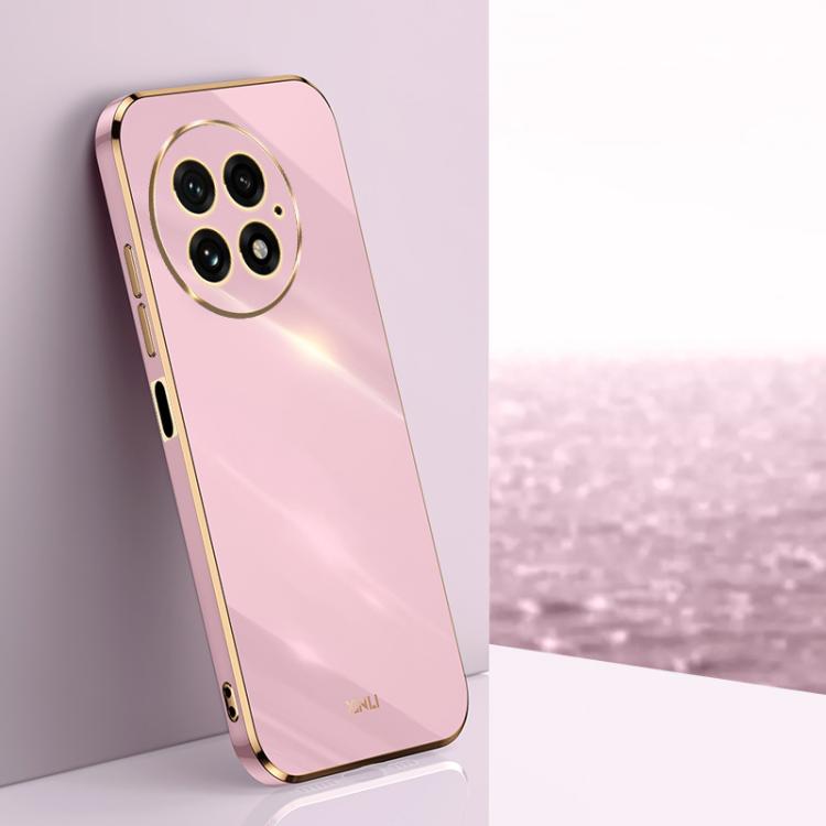 Pour l'étui de téléphone OnePlus 13 XINLI droit en TPU avec placage or 6D (Violet cerise)