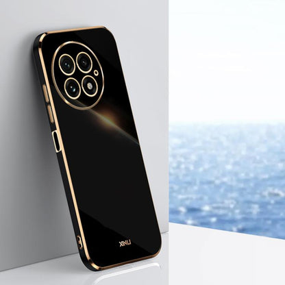 For OnePlus 13 XINLI Straight 6D Plating Gold Edge TPU Phone Case(Black)
