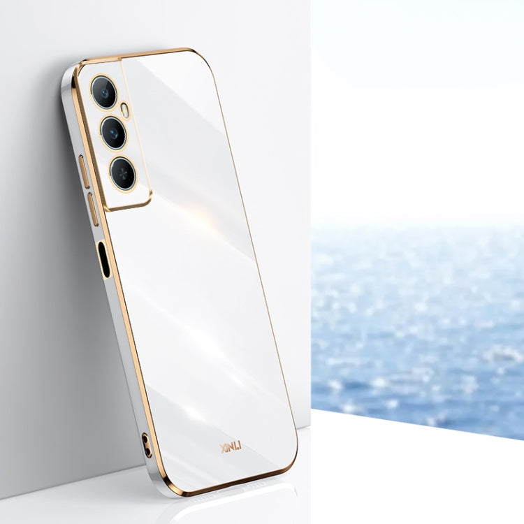 For Realme C65 XINLI Straight Edge 6D Electroplate TPU Phone Case(White)