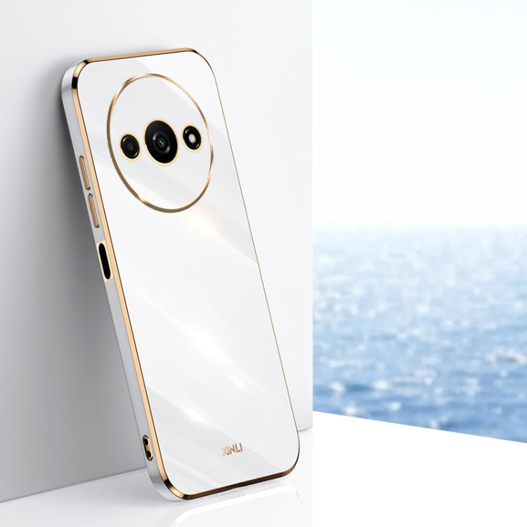 For Xiaomi Redmi A3 XINLI Straight Edge 6D Electroplate TPU Phone Case(White)