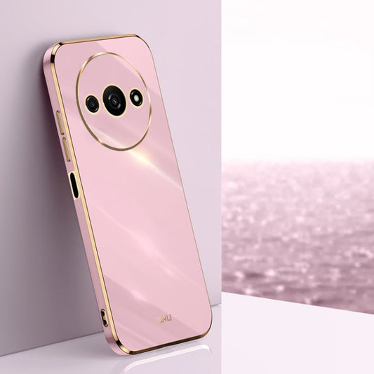 Pour coque de téléphone en TPU électrolytique 6D à bords droits XINLI pour Xiaomi Redmi A3 (Violet Cerise)