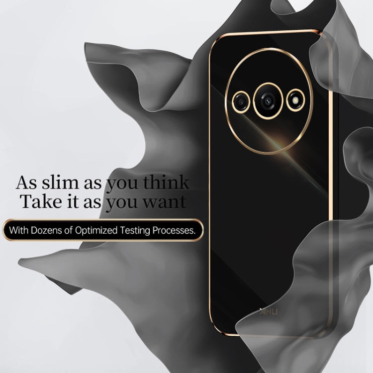 Pour Xiaomi Redmi A3 XINLI Étui de téléphone TPU à bord droit 6D Electroplate (Noir)