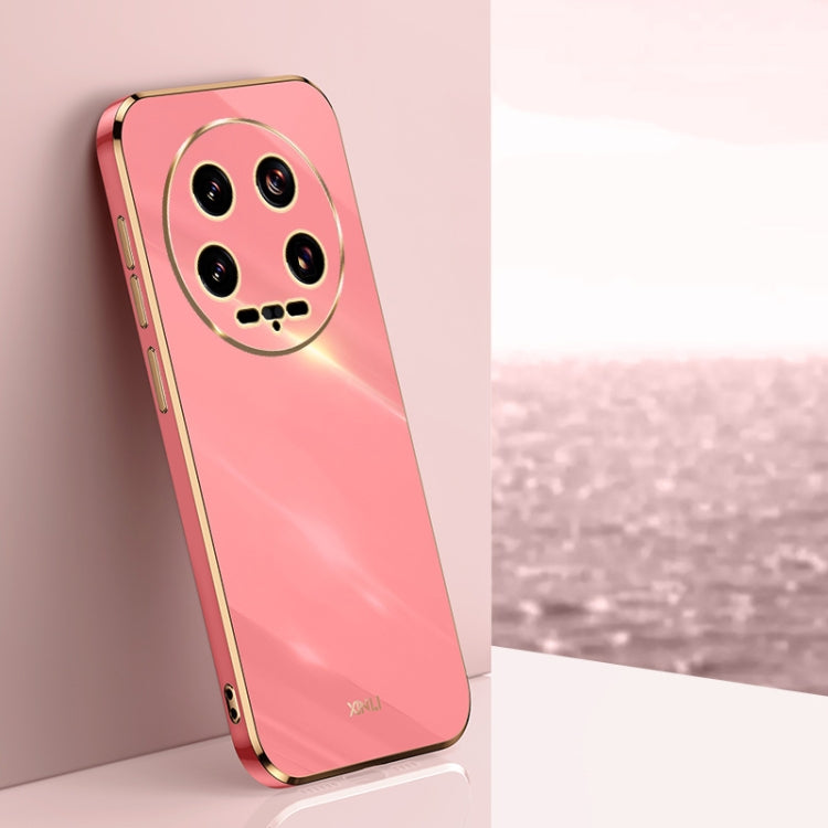 Pour coque de téléphone en TPU à bord droit électrolytique 6D XINLI pour Xiaomi 14 Ultra 5G (rouge aubépine)