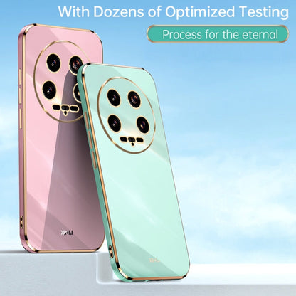 Pour coque de téléphone en TPU à bord droit électrolytique 6D XINLI pour Xiaomi 14 Ultra 5G (rouge aubépine)