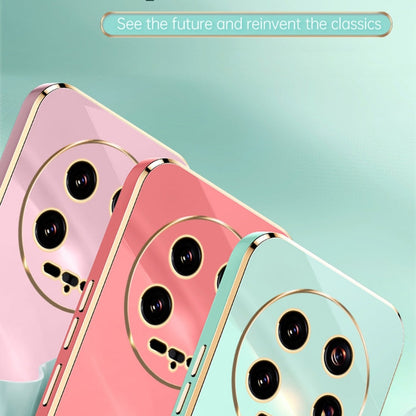 Pour coque de téléphone en TPU à bord droit électrolytique 6D XINLI pour Xiaomi 14 Ultra 5G (rouge aubépine)