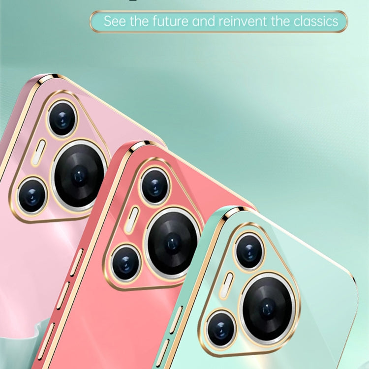For Huawei Pura 70 XINLI Straight 6D Plating Gold Edge TPU Phone Case(White)