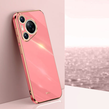 For Huawei Pura 70 Pro / Pura 70 Pro+ XINLI Straight 6D Plating Gold Edge TPU Phone Case(Hawthorn Red)