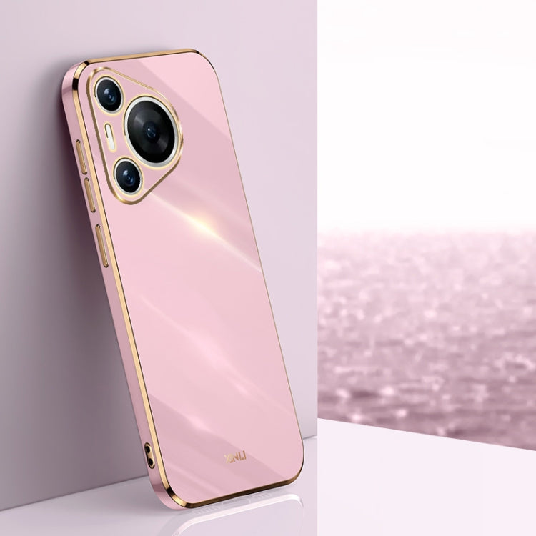 For Huawei Pura 70 Pro / Pura 70 Pro+ XINLI Straight 6D Plating Gold Edge TPU Phone Case(Cherry Purple)