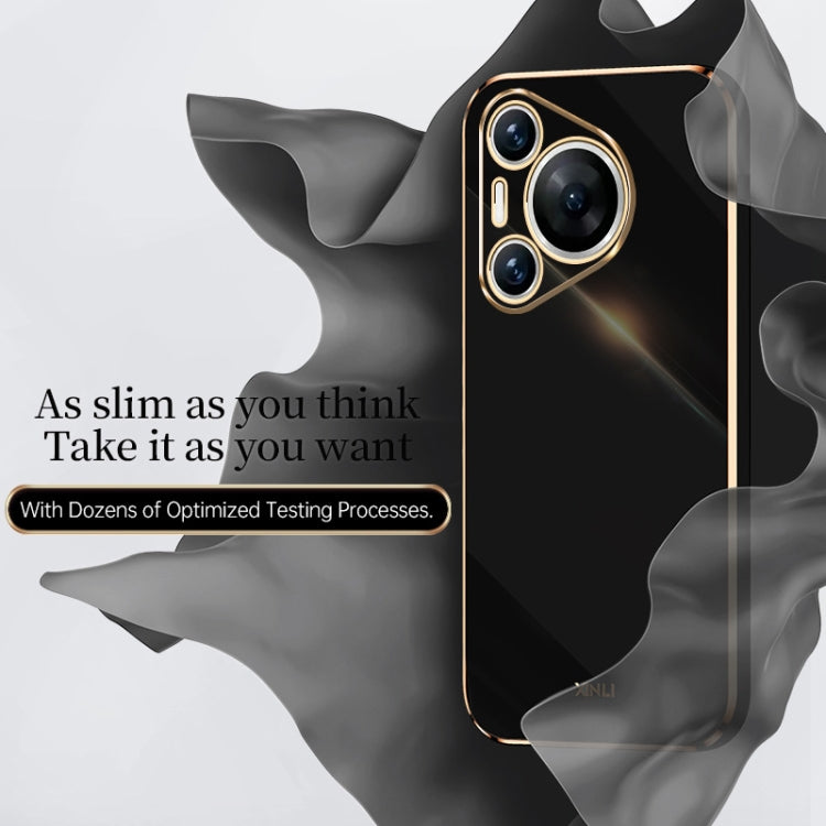 For Huawei Pura 70 Pro / Pura 70 Pro+ XINLI Straight 6D Plating Gold Edge TPU Phone Case(Black)