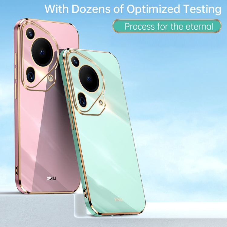 For Huawei Pura 70 Ultra XINLI Straight 6D Plating Gold Edge TPU Phone Case(Mint Green)